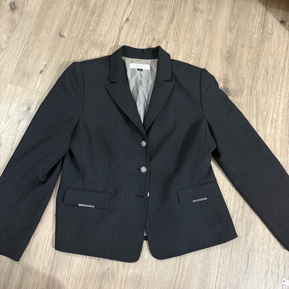 Tahari ASL Stripe Blazer Jacket Black Women's 14 Stretch Office Career - Picture 6 of 16